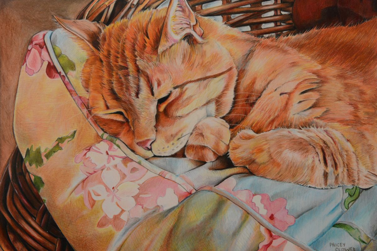 Painting entitle Cat by P. Clower from 2024 exhibit