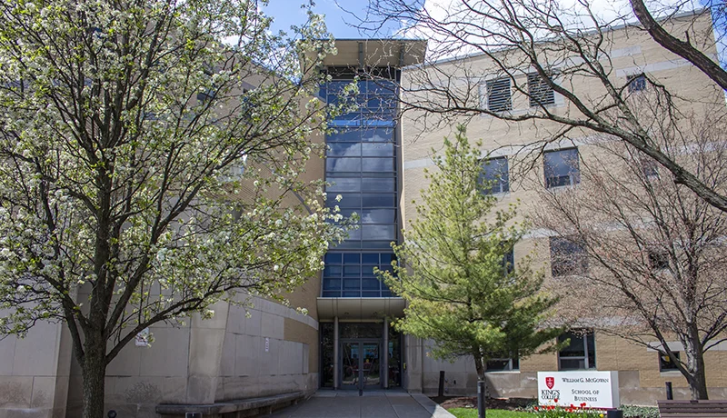 outside the front doors of the mcgowan school of business