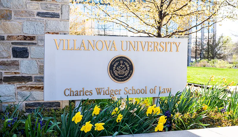 signage and landscaping in front of Villanova University