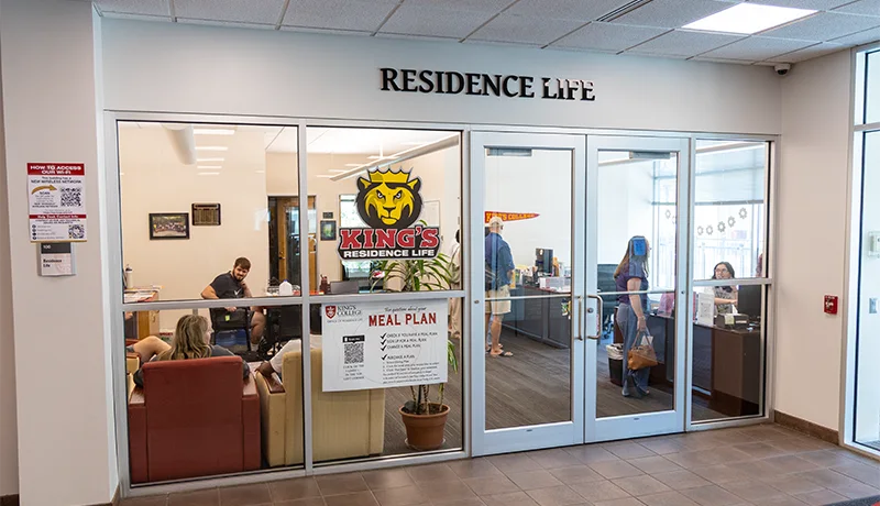 The front entrance for the residence life office