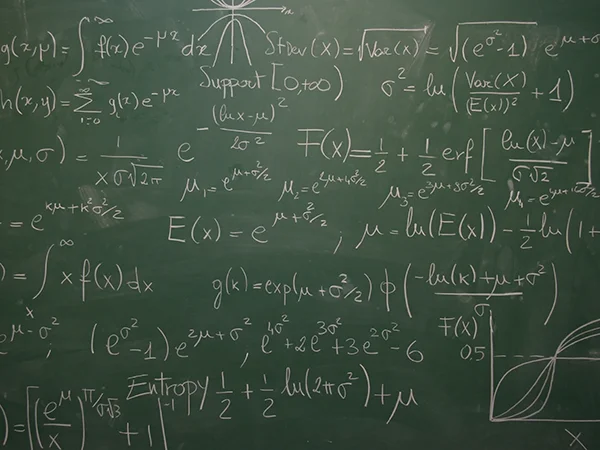 blackboard with mathematic equations on it