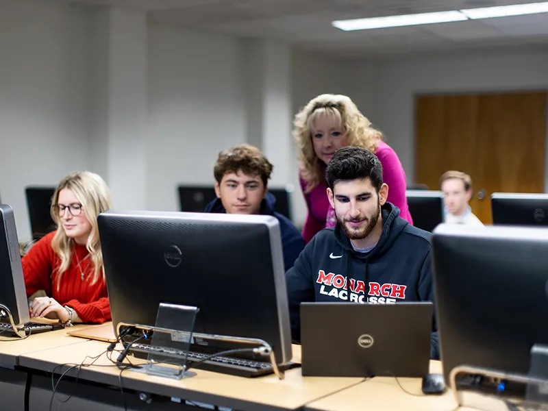 students using computers in a lab