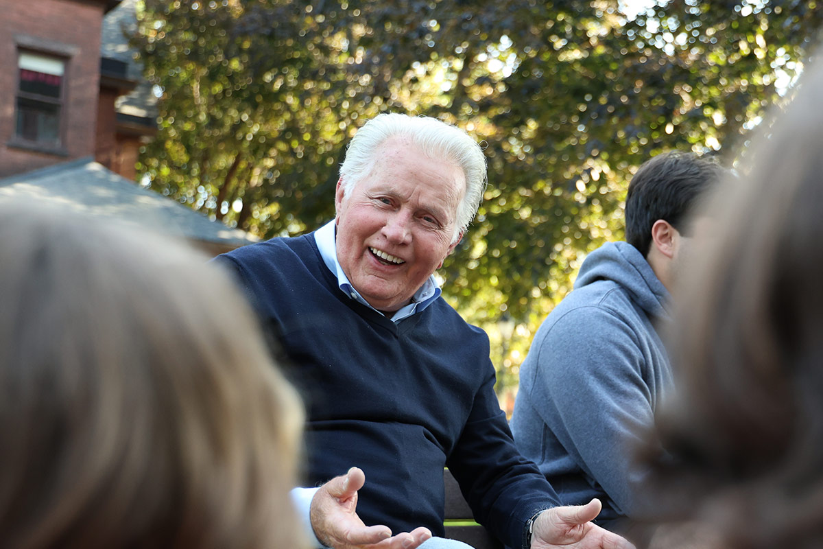 Martin Sheen meeting with students