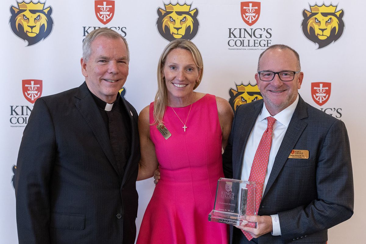 Fr. Looney, Sarah Edwards, Jimmy D. Edwards '98