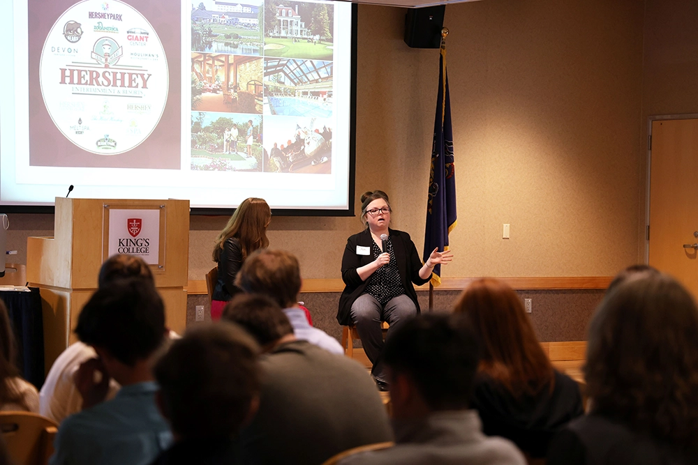 Wendy McClintock delivers the keynote address at the event.