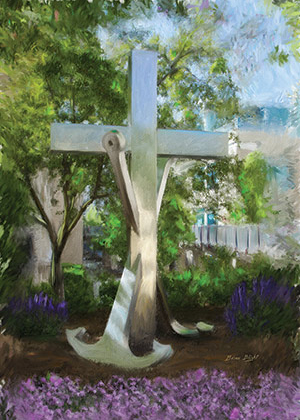 Cross and Anchor painting mass card