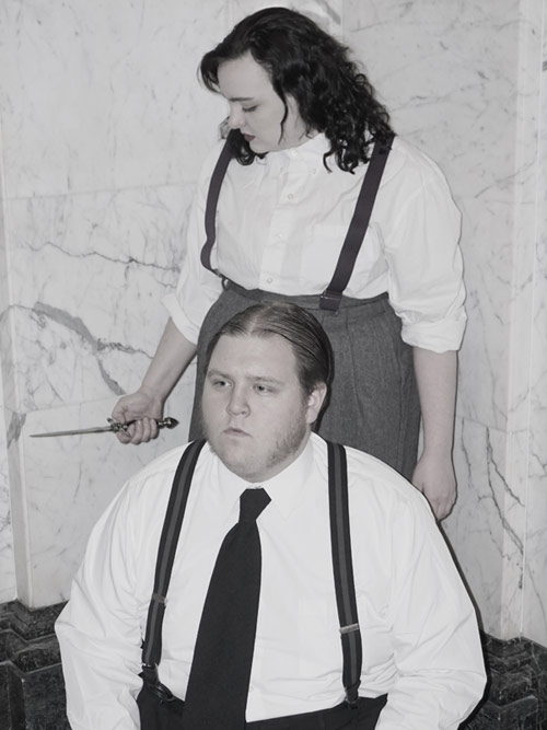 Allen Bonk and Ashley Surdovel rehearse for King’s College Theatre Department’s upcoming performances of Shakespeare’s finest play, “Hamlet.” 