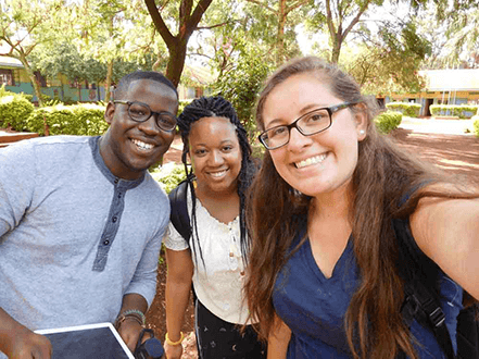 Laura posing for selfie while studying abroad in Uganda.